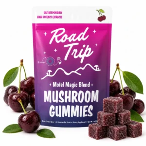 Road Trip Motel Magic Bland Mushroom Gummies — Black Cherry — 8ct